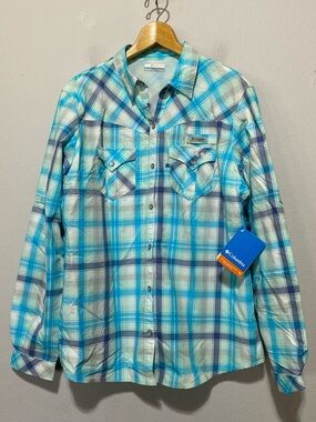 NEW Columbia PFG Beadhead Long Sleeve Pearl Snap Fishing Shirt – Women’s XL